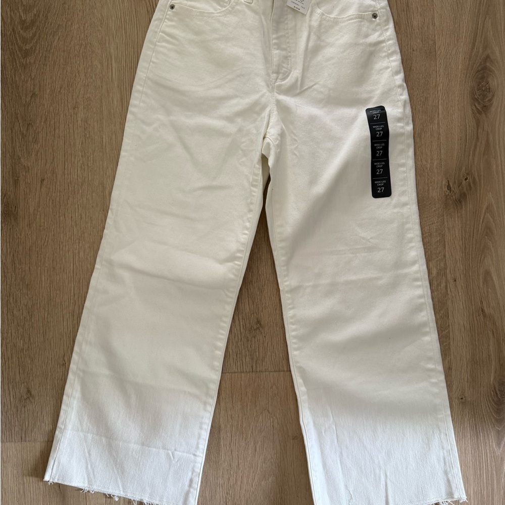 J Crew Wide Leg Crop Women's White Jeans 27 NWT